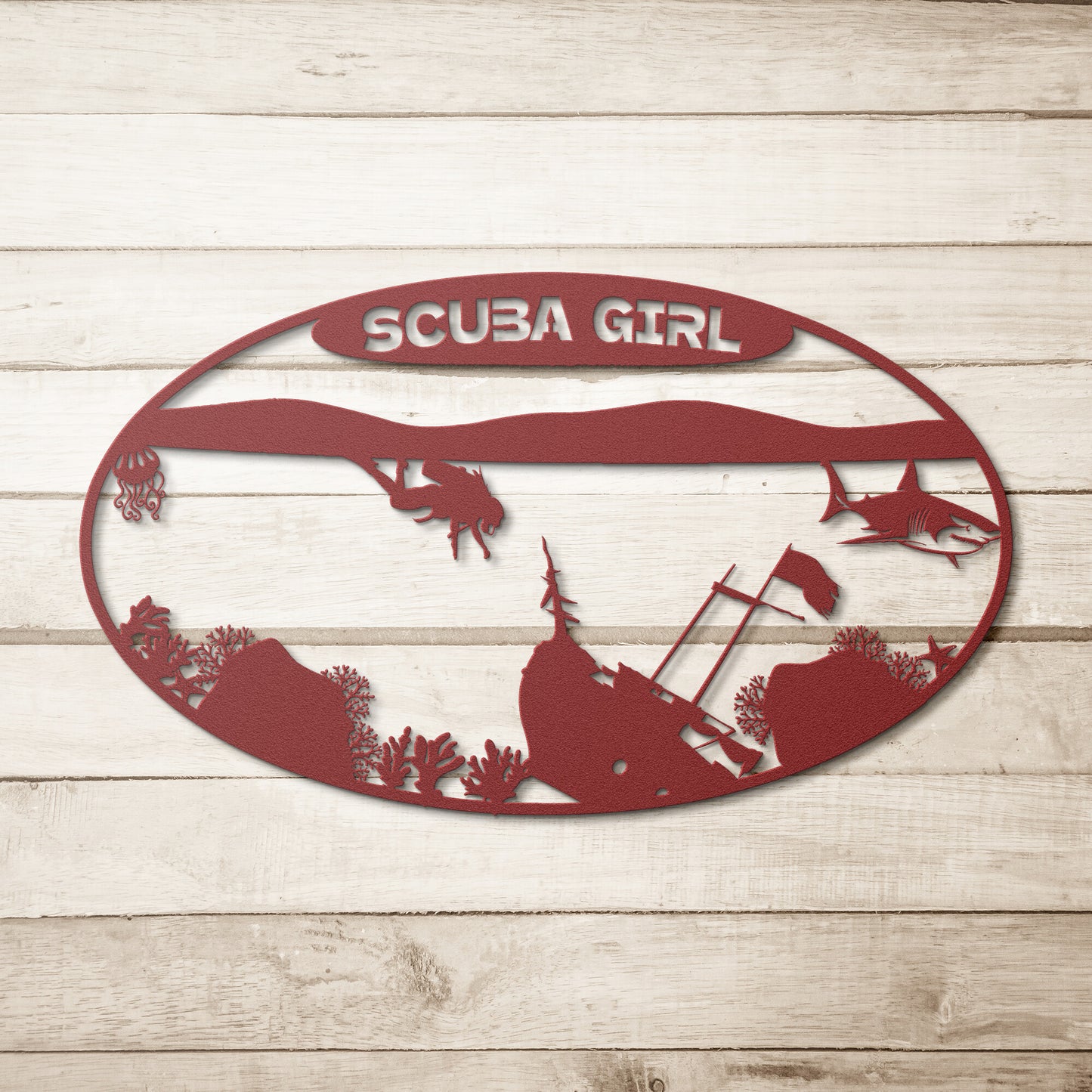 Scuba Girl Metal Sign